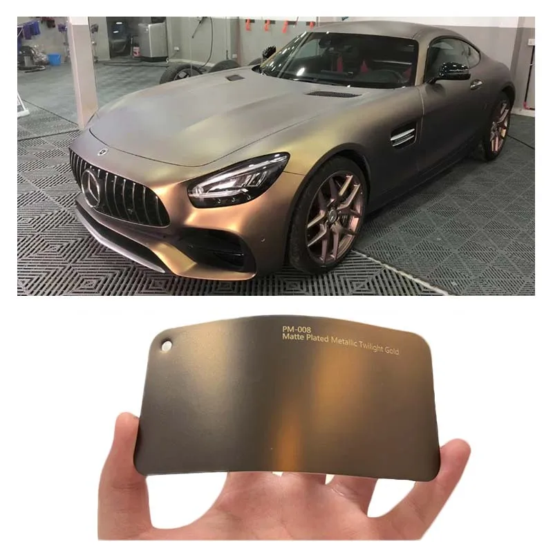 ฟิล์มหุ้มรถยนต์สีทองเมทัลลิกแบบด้าน ขนาด 5 ฟุต * 59 ฟุต  แบบปล่อยอากาศ ป้องกันรอยขีดข่วน ติดตั้งง่ายแบบแห้ง