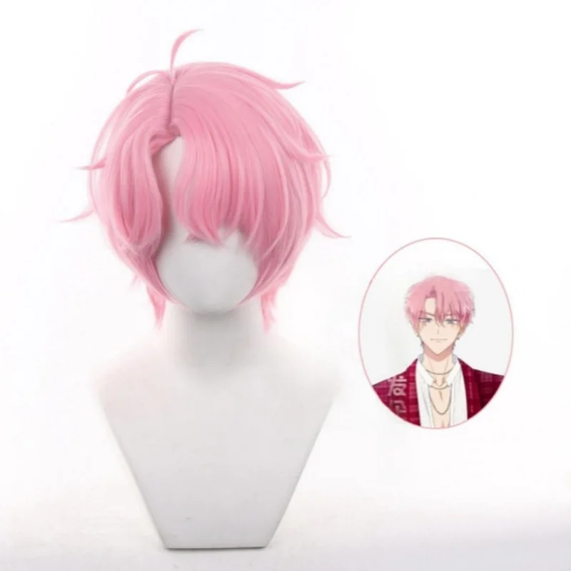 Fukuhara Tamon Cosplay Wig Anime Tamon's B-Side Cosplay Men Pink Short Hair Fukuhara Tamon Cosplay Hair + Wig Cap