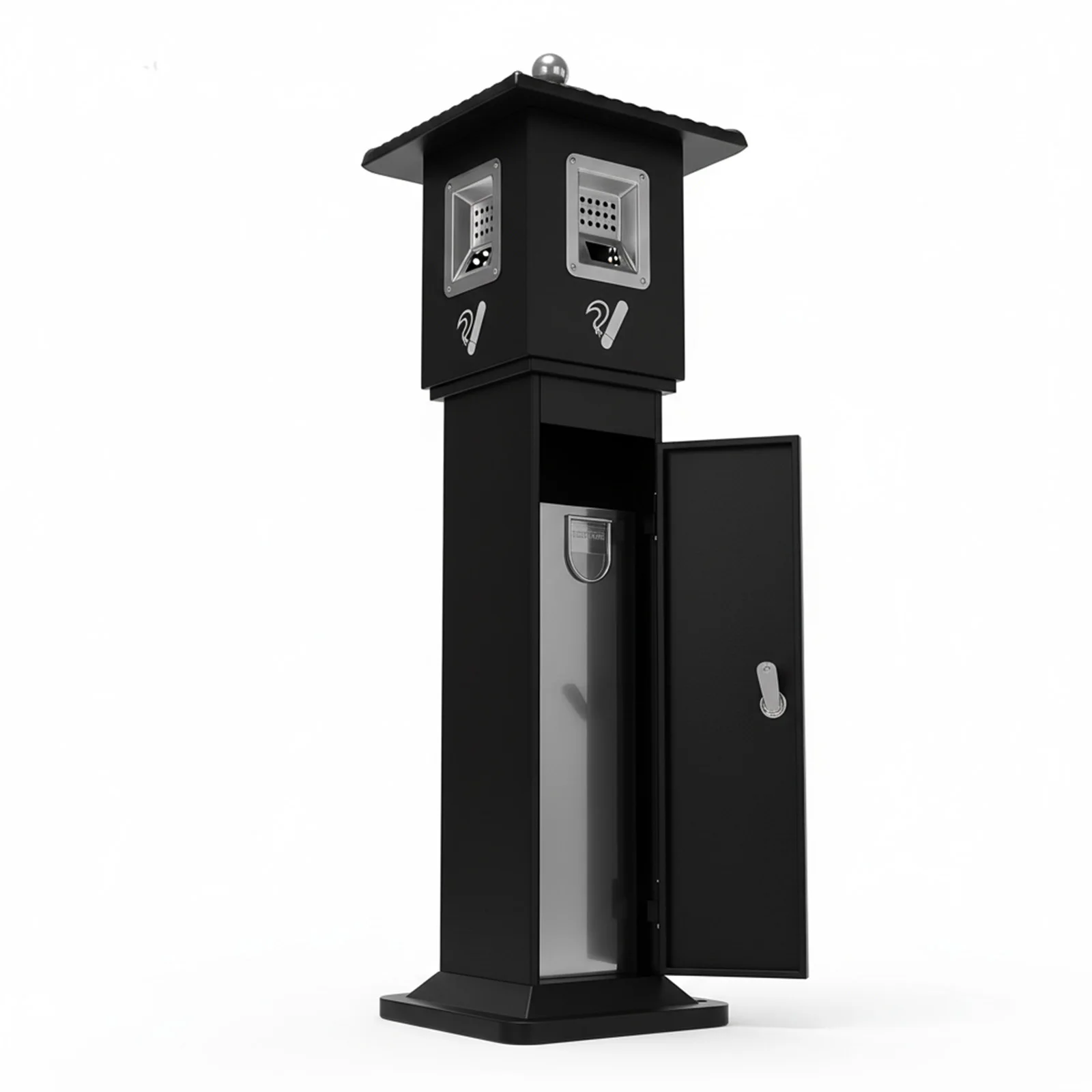 

Standing Cigarette Butt Disposal Easy To Clean Stainless Steel Butt Receptacle W/Lock for Patio Shopping Center Office and Hotel