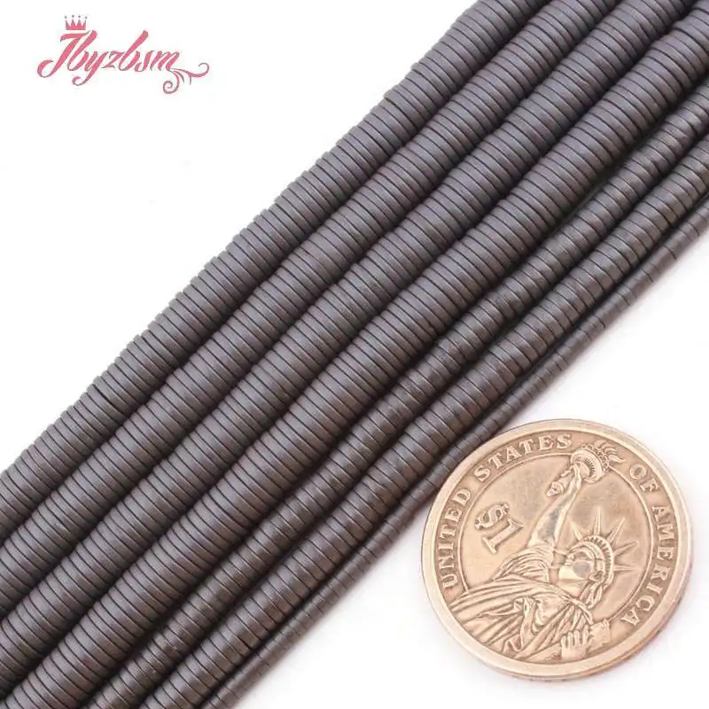 1x2,1x4,1x6mm Black Frost Heishi Hematite Natural Stone Spacer Beads for Needlework DIY  Necklace Bracelet Jewelry Making 15\