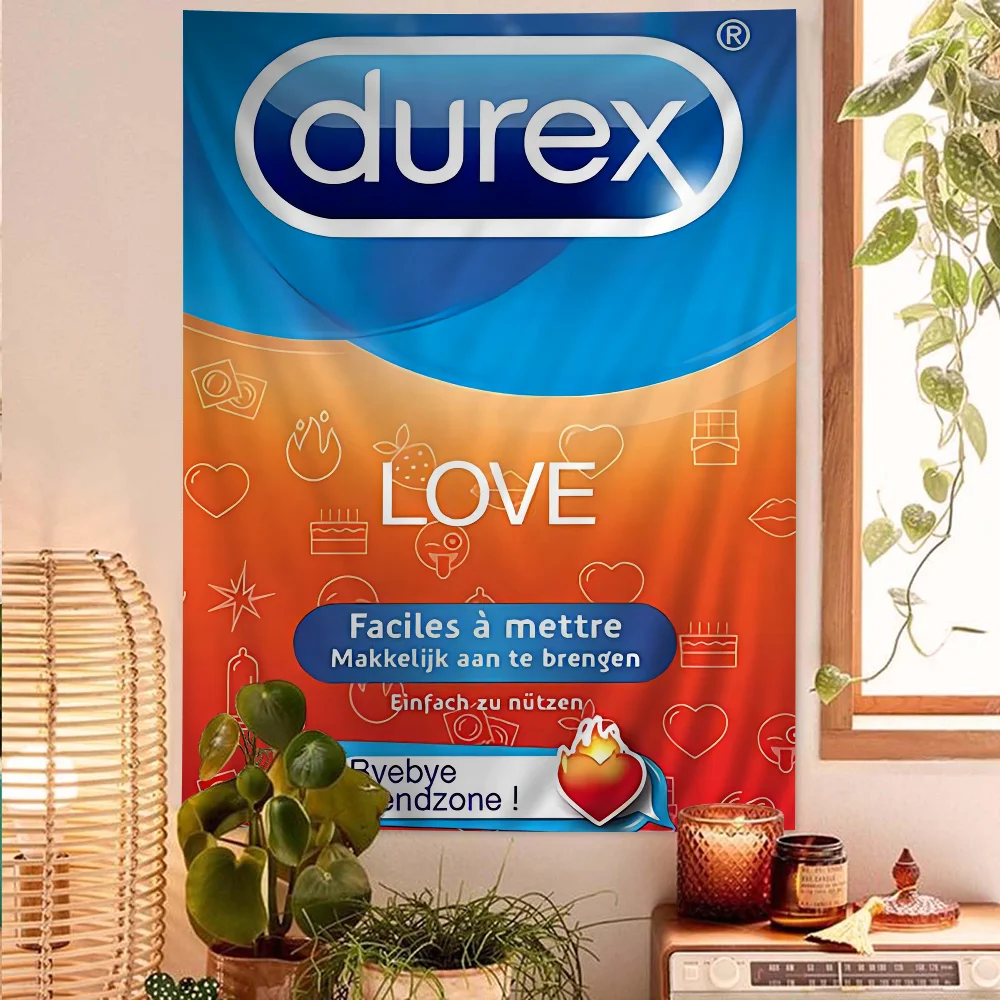 Sexy condom brand D-Durexes Tapestry Anime Tapestry Hanging Tarot Hippie Wall Rugs Dorm Wall Hanging Sheets