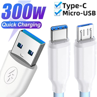 Type C Cable 300W Super Fast Charging Micro USB C Phone Charger Data Line for Android Samsung Xiaomi 15 Huawei Type-C Wire Cords