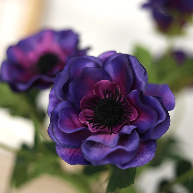 Neue 3-köpfe Anemone gefälschte Blumen Seide Mohn künstliche Blumen Party Hochzeit Dekoration Weihnachten Home Decor Kranz Zubehör – Detail 8