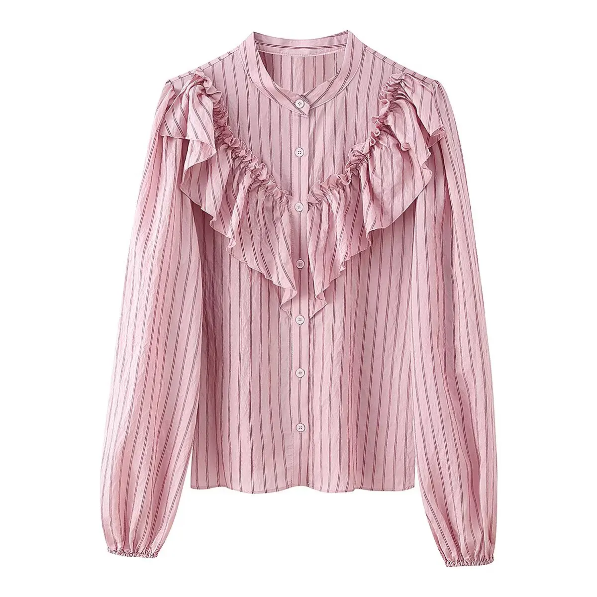 

Женская летняя рубашка 2026: Новинка, модная полосатая ламинированная рубашка в стиле ретро с длинным рукавом, повседневная шикарная блузка-топ