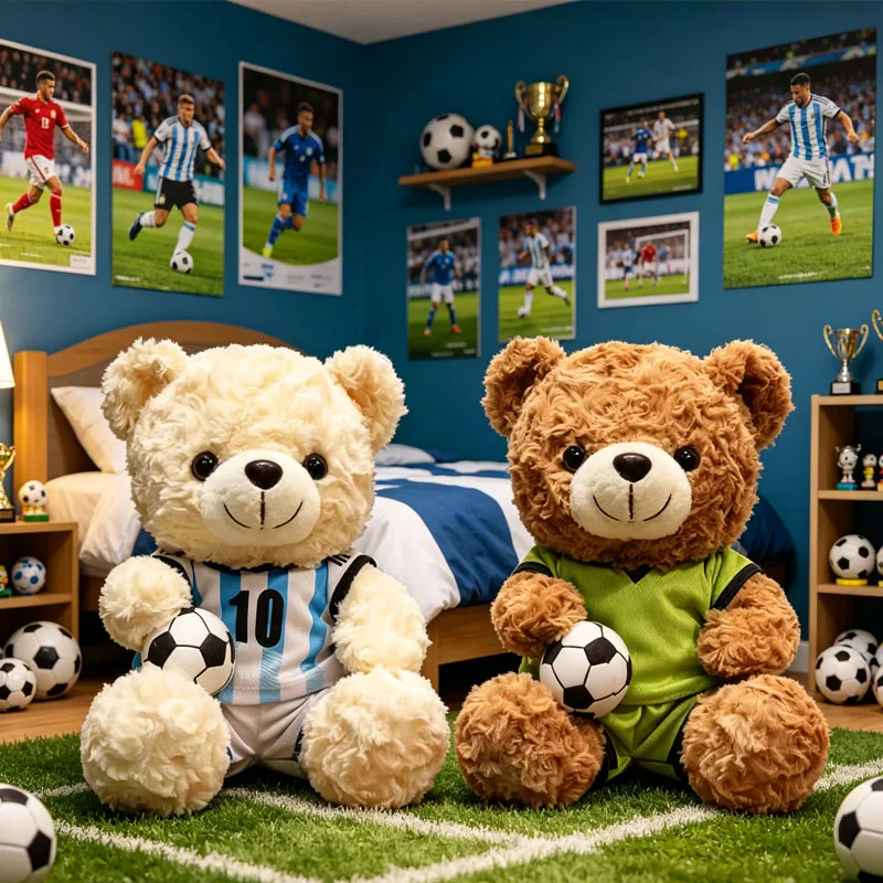 1PC  Must Have Soccer Fan Teddy Bear Plush Toy Football Theme Stuffed Animal Club Memorabilia Gift for Match Event