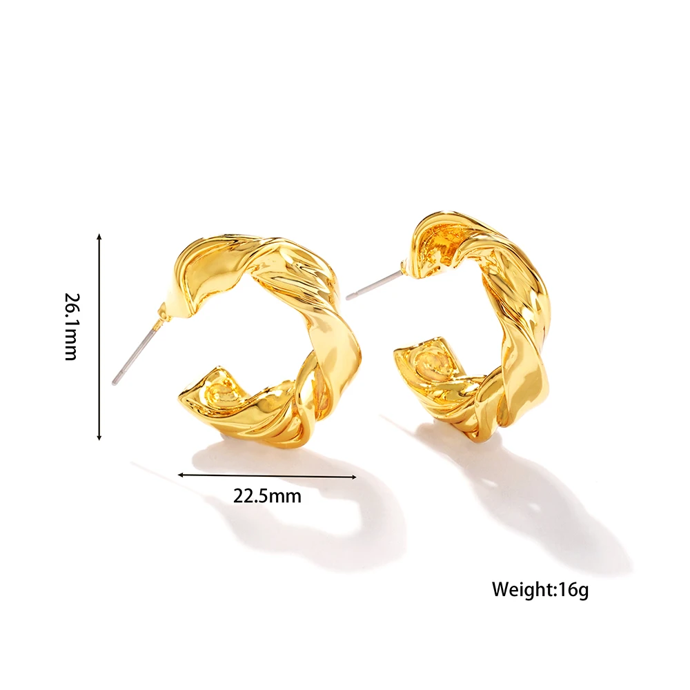 Simple High-End C-Shaped Jewelry Earrings Brass Material 18k Pvd Gold-Plated Waterproof And Non-Fading Ear Studs