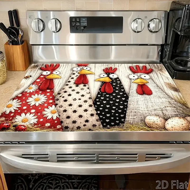 VIKAMA Rooster Kitchen Counter Mat Non-Slip Absorbent Quick Dry Soft Dish Drying Mat for Sink Stove Top Kitchen Decor