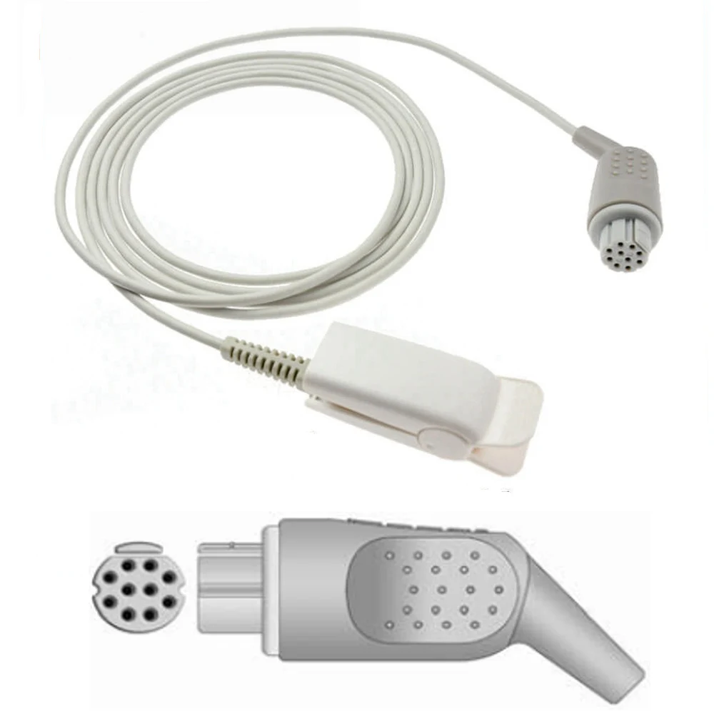 Compatible with DATEX-OHMEDA,10 Hole Type of Monitor Spo2 Probe Sensor. Reusable Blood Oxygen Connector, Spo2 Sensor Cable