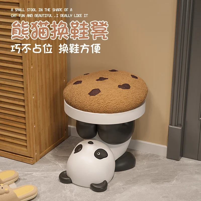 Cute panda shoe changing stool door home creative personality small wearing shoe low bench