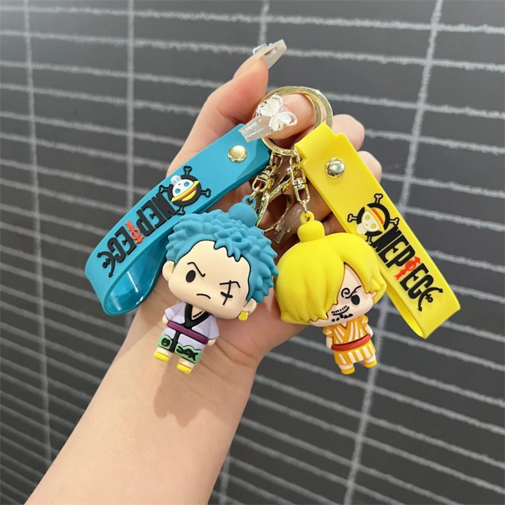 ONE PIECE KeyChain Monkey D. Luffy Roronoa Zoro KeyRing Cartoon Llaveros Doll Fashion Bag Car Pendant Chaveiro For Friend Gifts