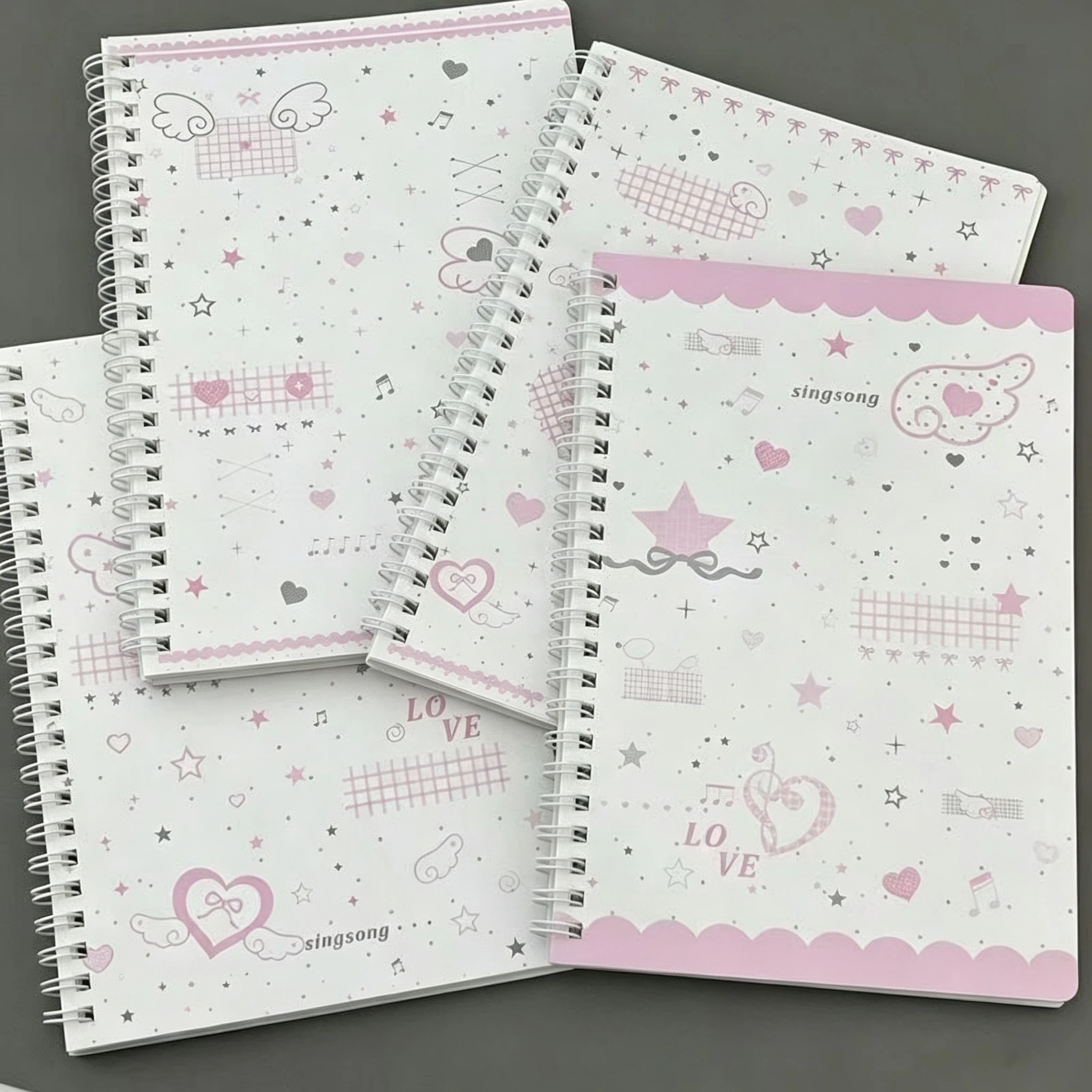 Korean A5 Pink Angel Wings Coil Notebook Ins Style High-looking Girl Heart Horizontal Line Notebook Student File Diary Cute Gift