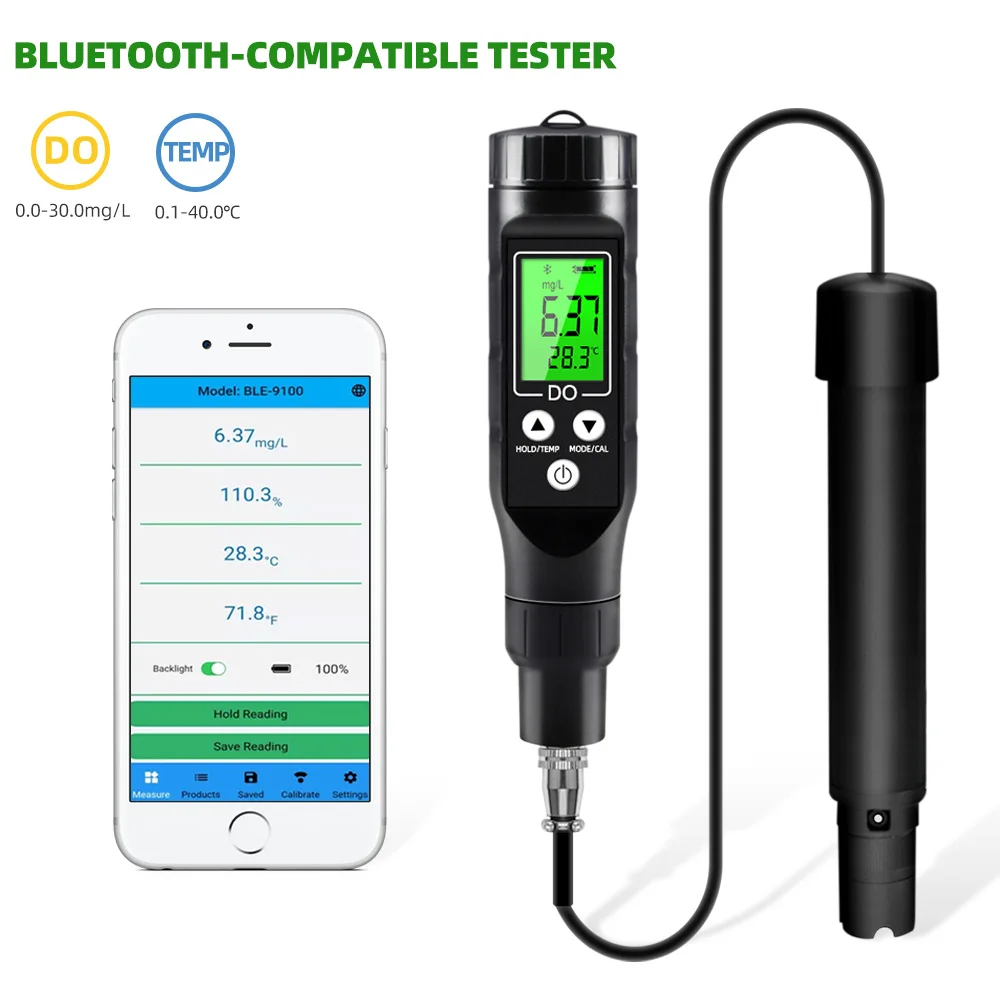 BLE-9100 Digital Dissolved Oxygen Meter Bluetooth  APP Data Synchronization Hydroponics Pool Aquarium Drinking Water DO Tester