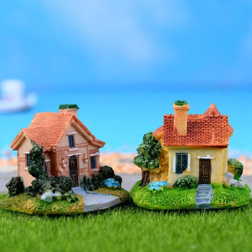 Adornos de jardín de campo en miniatura de resina, figuritas de edificios de casa, Mini adornos de casa, accesorios de jardín, decoraciones de jardín