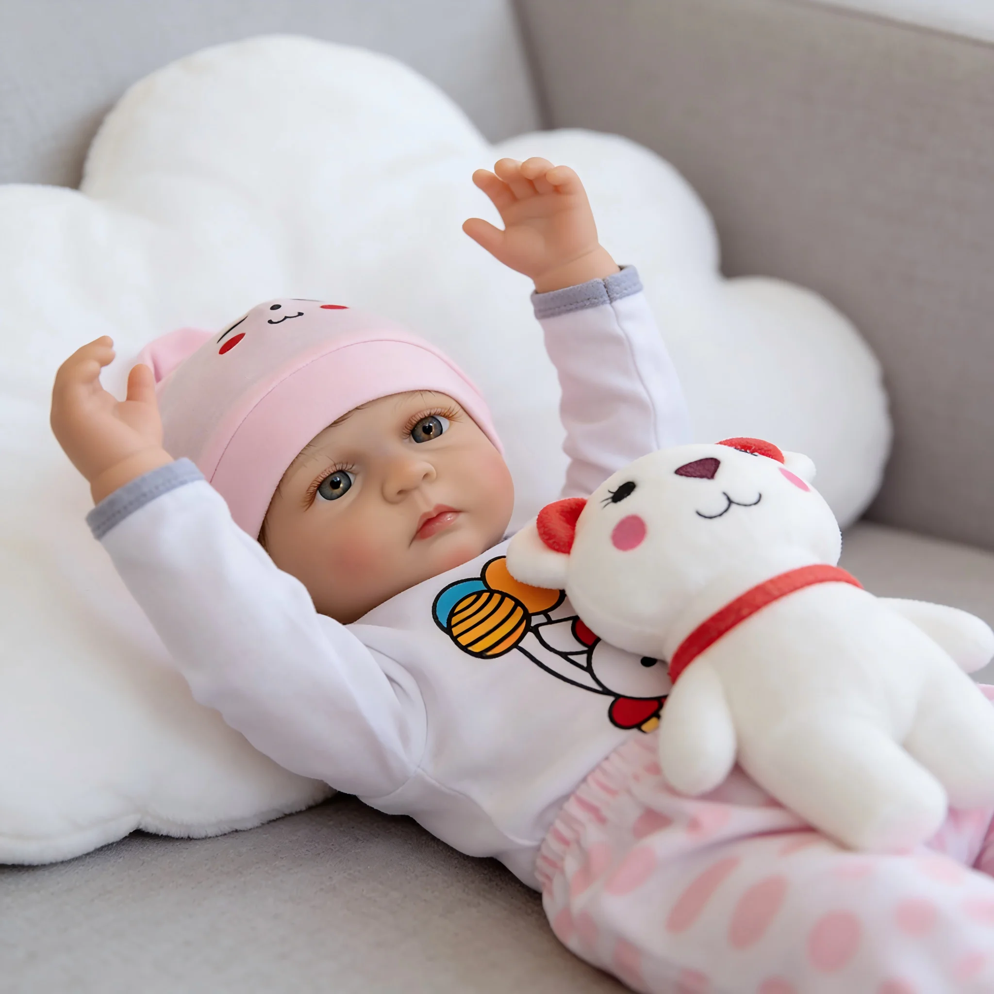 ตุ๊กตาเด็กเกิดใหม่ขนาด 18 นิ้ว - ทารกแรกเกิดเหมือนจริง ตัวนุ่มถ่วงน้ำหนัก ท่าทางน่ารักเหมือนจริง ตุ๊กตาเหมือนมีชีวิตจริง - ของขวัญสำหรับเด็กอายุ 3 ปีขึ้นไป