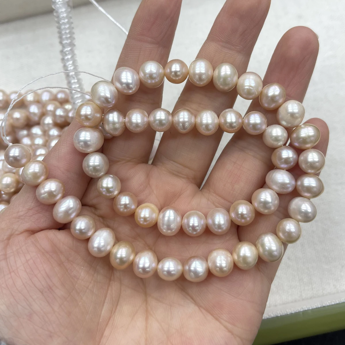 Natürliche Süßwasserperle, lila-rosa Perle, 8–9 mm, für die Schmuckherstellung, DIY-Ohrringe, Halskette, Armband, Zubehör – Detail 1