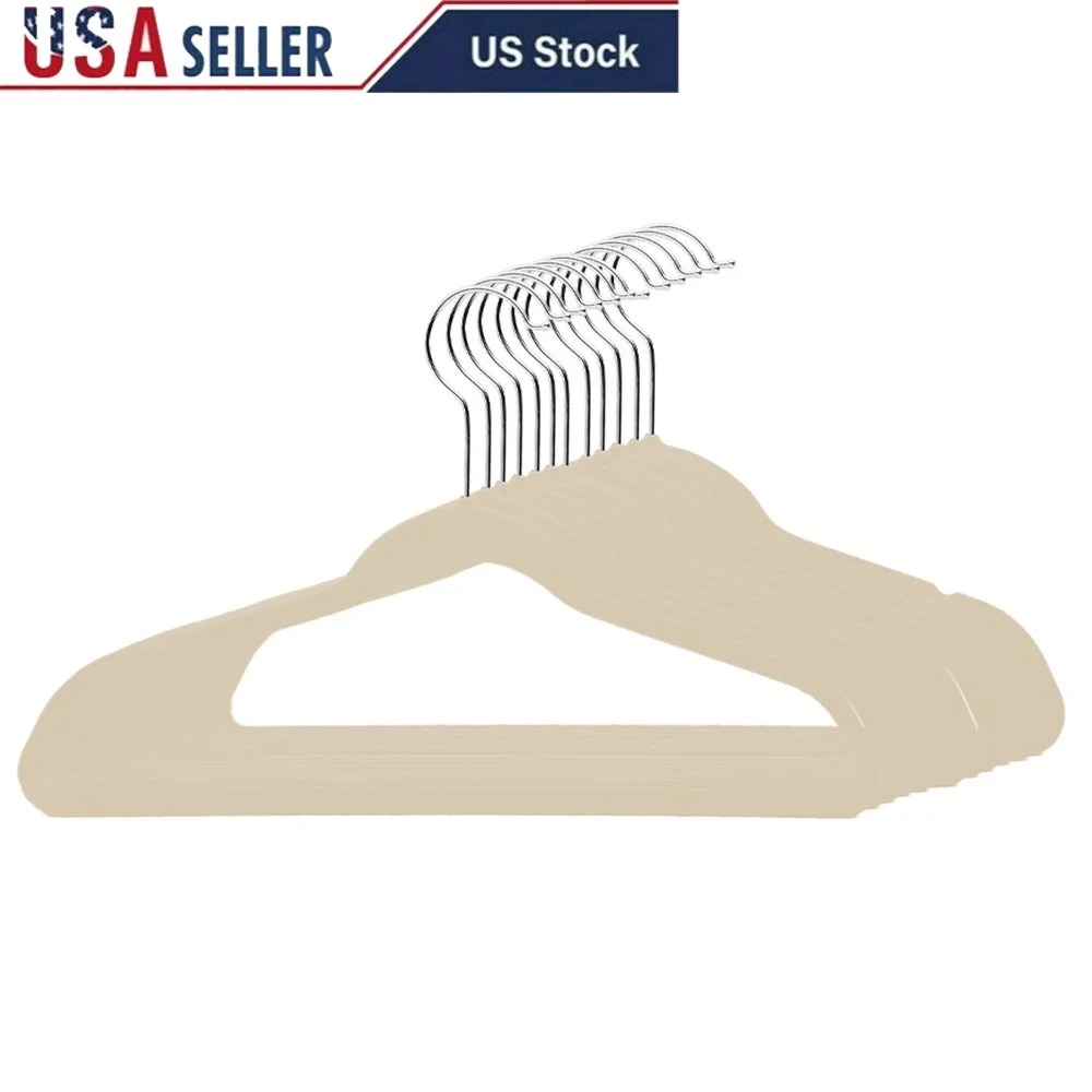 

Kid's Non Slip Velvet Hangers 10 Pack Childrens Clothes Organization Slim Design Durable Prevent Creasing Perfect Closet Storage