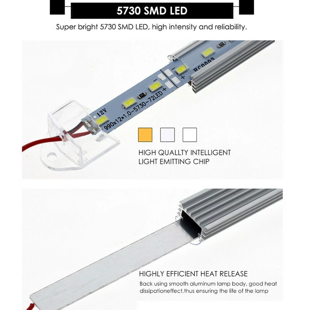 5Pcs 20CM 30CM 50CM 12V 24v LED Kitchen Under Cabinet Strip Light Rigid Hard Bar Closet Tube Lamp Warm White Nature White 4000k