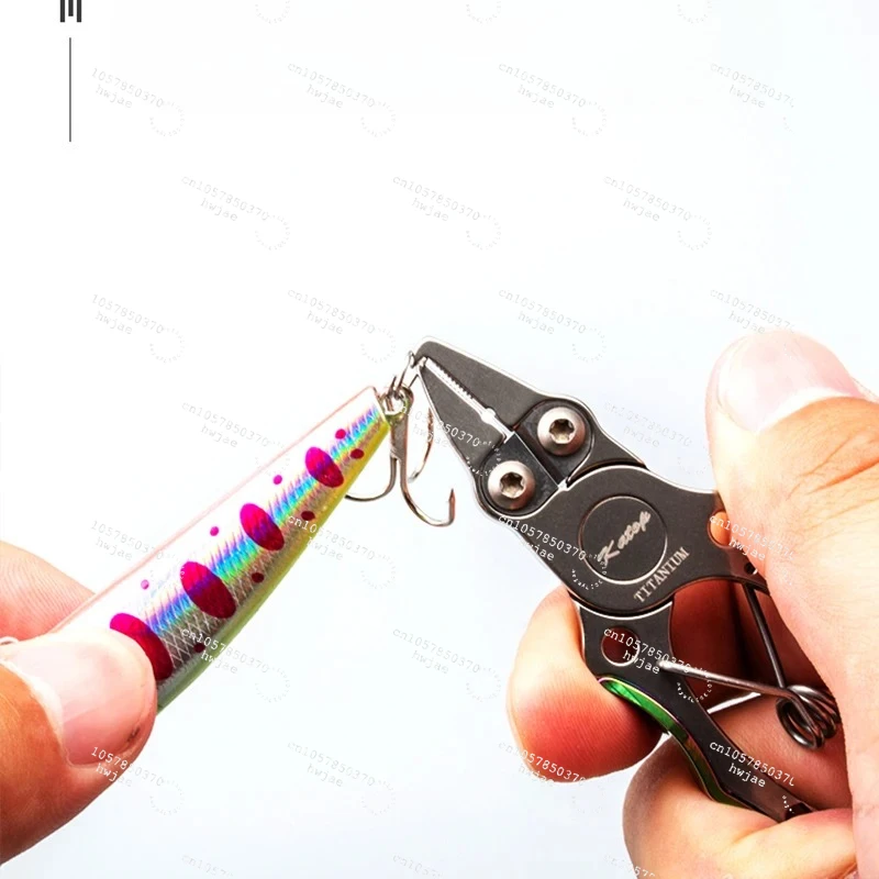 

Titanium alloy luya pliers sea fishing version open ring cutting wire pressing aluminum tube hook pick clamp hook pick ¥