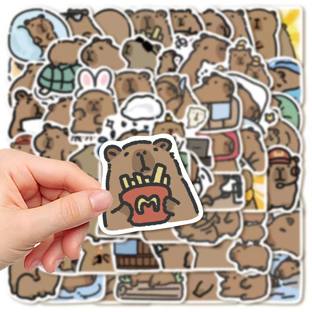 

10/30/62pcs Funny Cute Capybara Graffiti Stickers Cartoon Waterproof Sticker Skateboard Notebook Phone Classic Kids Toy Decals
