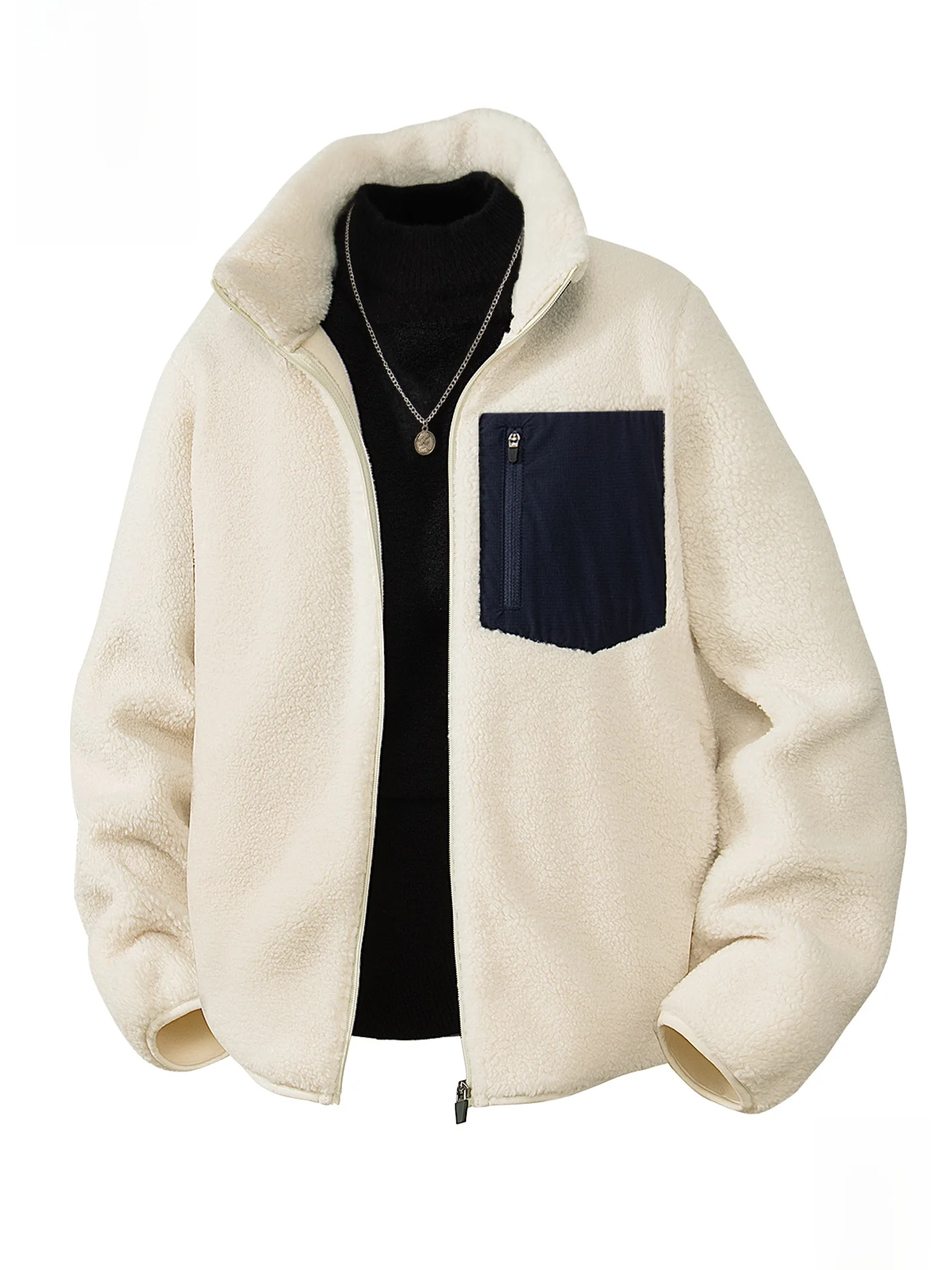 

Monkey Thiened Stand Collar Cardigan Fce Jaet Men's Spring New Sle Warmth Outerwear Casual American Sle