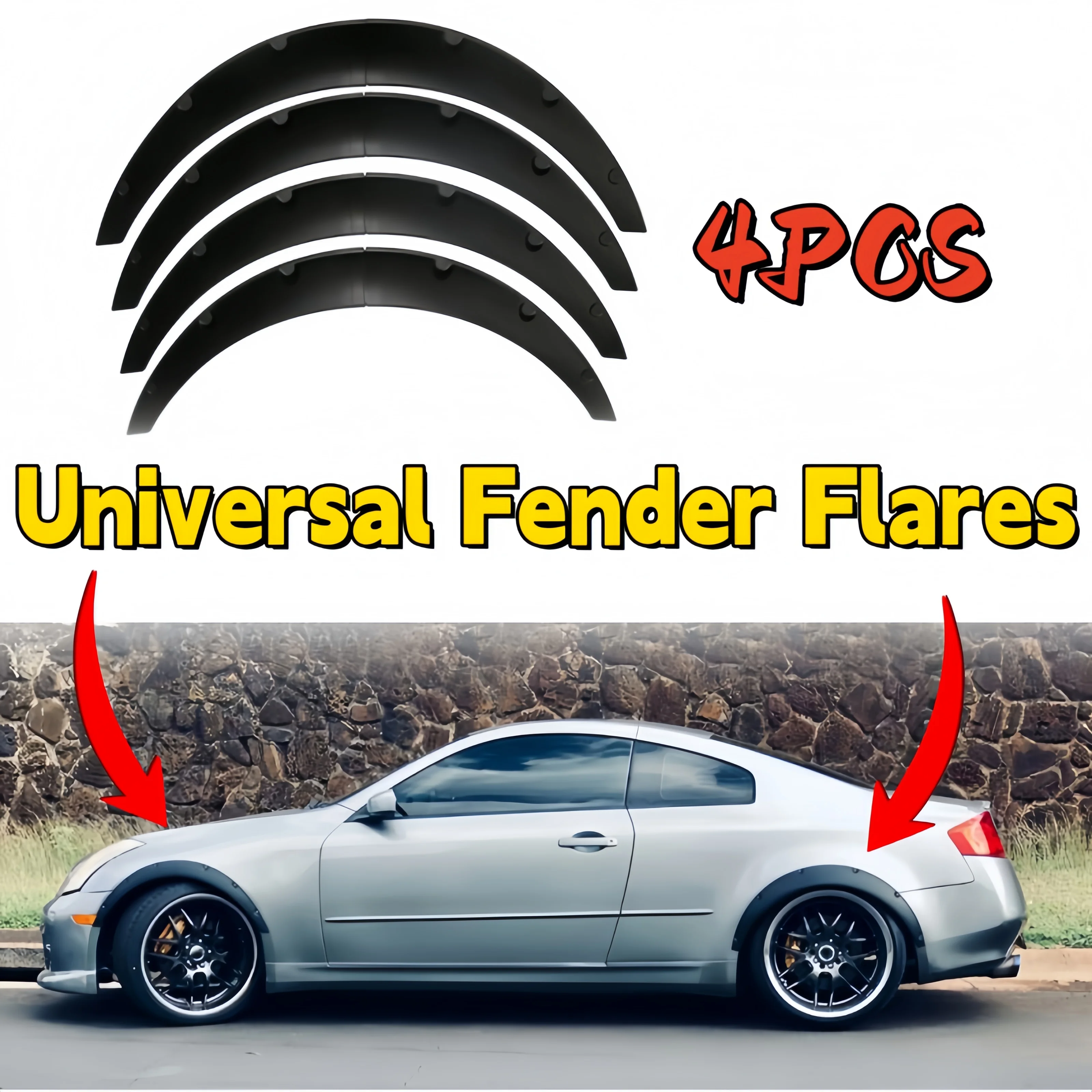 

Универсальный 8 шт. автомобильный брызговик для крыльев, расширители гибких колес, брови, колесные арки для Benz, BMW, Honda, Dodge