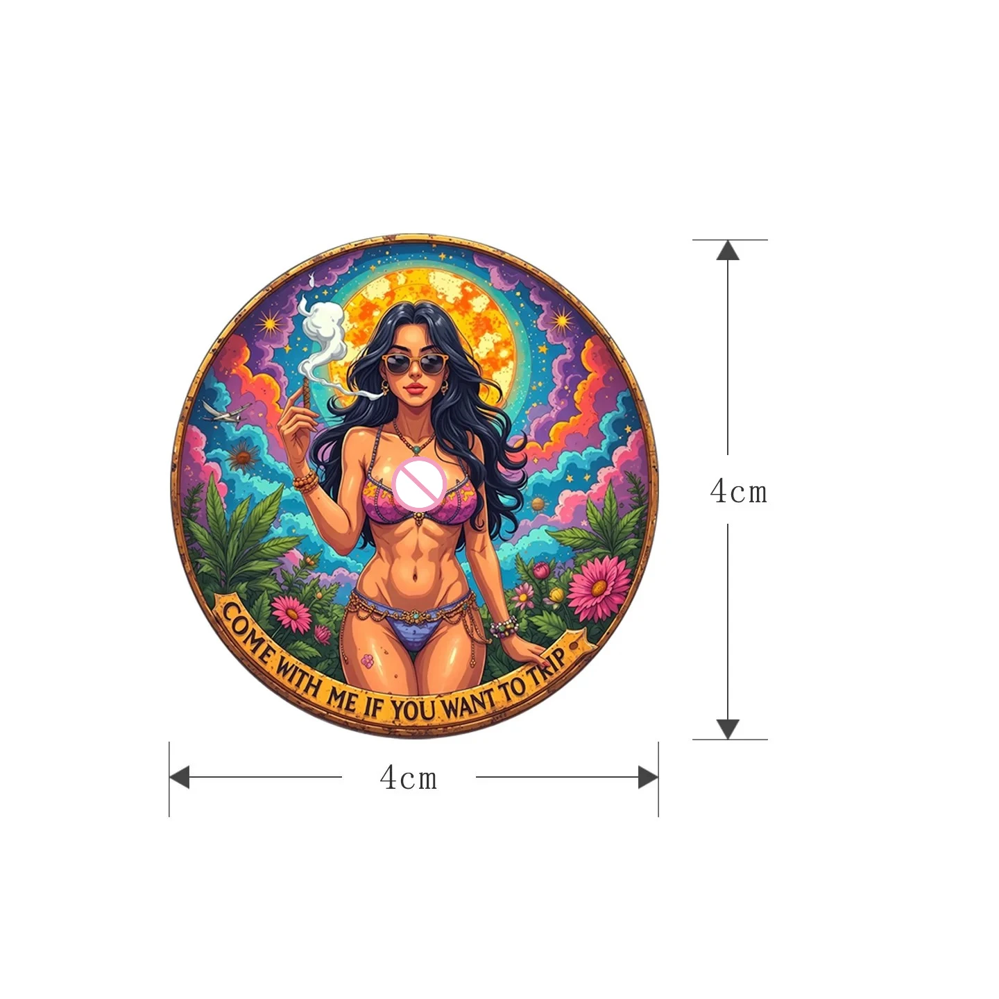 1oz Fine Copper Trippy Woman Psychedelic Full Color Art Commemorative Coin Pure Copper Coin Unique Challenge Coin Gift