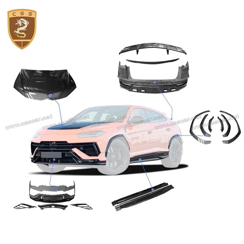 For Lamborghini URUS Old To New P Style Car Wheel Eyebrow Arch Fender Flares Cover Engine Bonnets Front Rear Bumper Spolier Wing