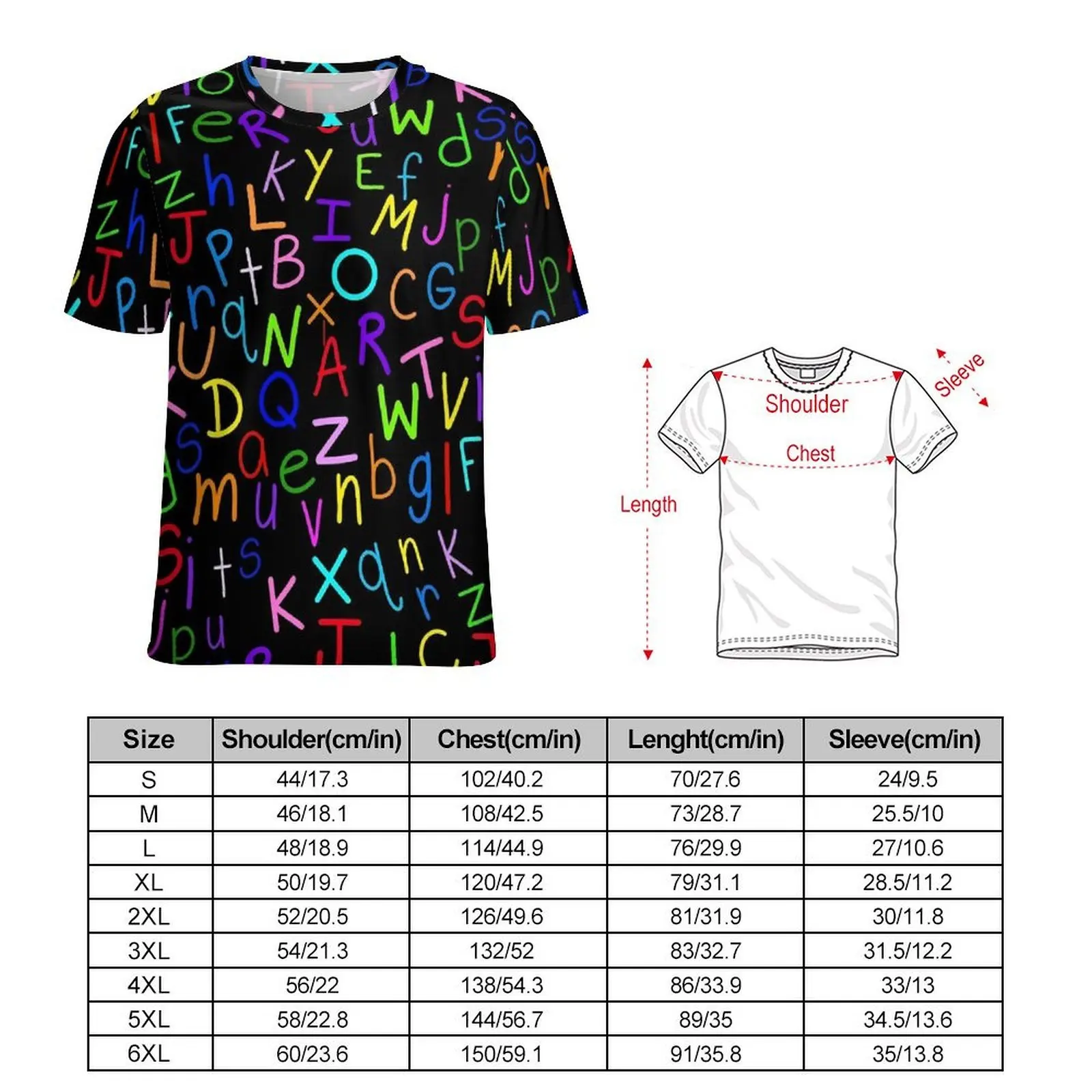 Man Colorful Letter Print T Shirt Alphabet Soup Fashion T-Shirts Short Sleeve Printed Tops Cheap Beach Casual Plus Size Clothing