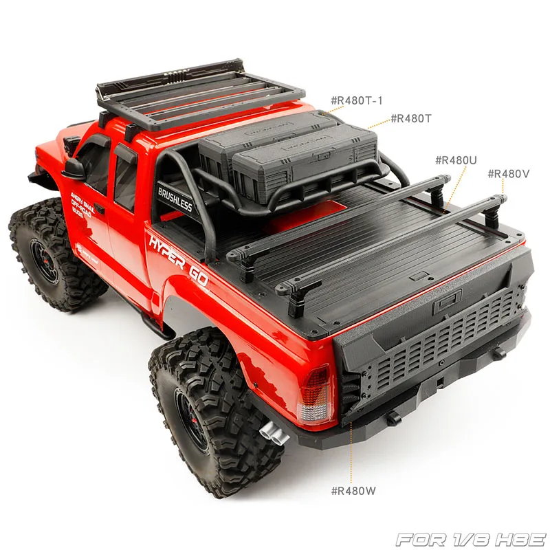 Rear Tail Plate Armor  Simulated Decorative Curtain Cover  Gantry  Toolbox for 1/8 RC Crawler Car Traxxas MJX H8E Upgrade Parts