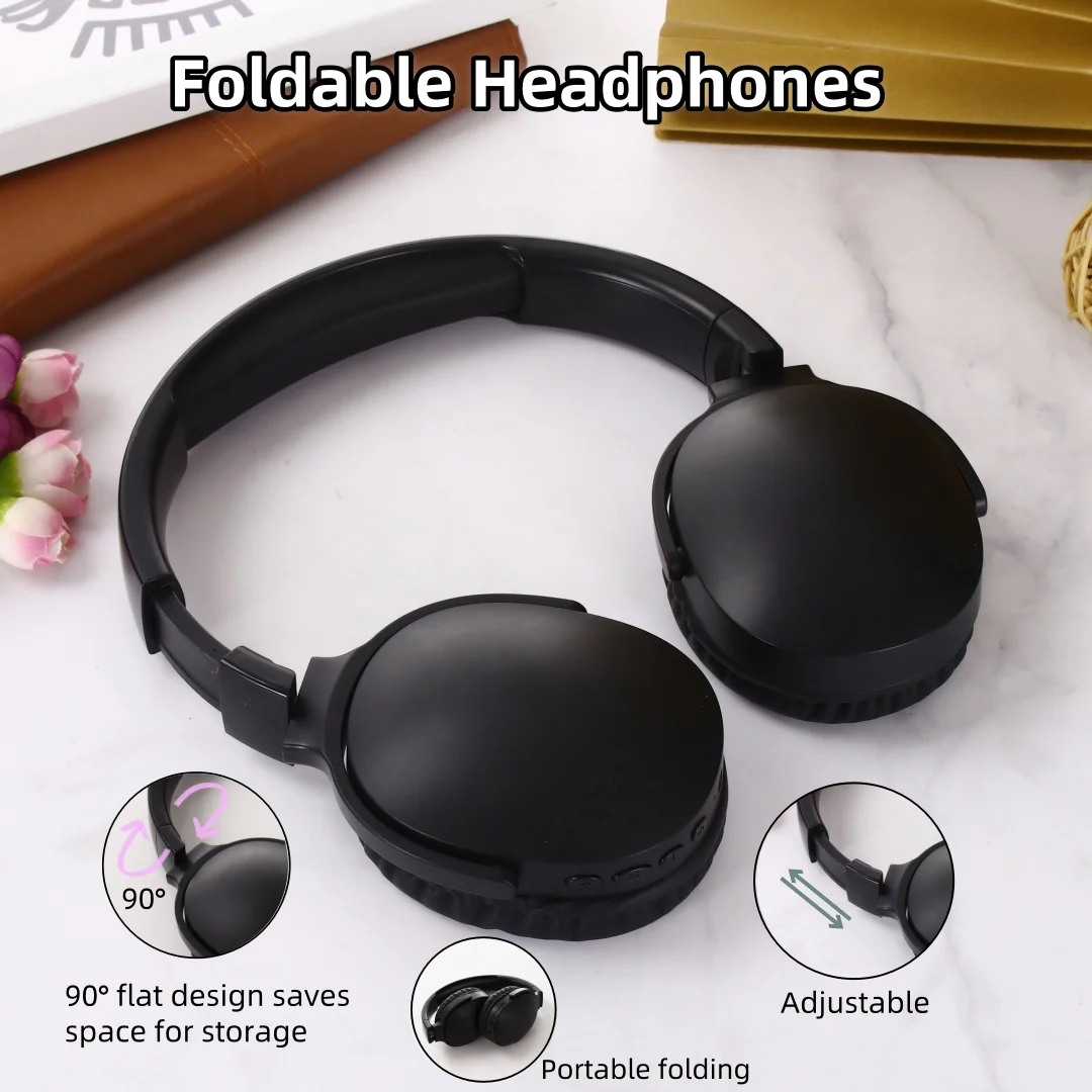 سماعات رأس SODO SD1106 لاسلكية تعمل بالبلوتوث 5.3 فوق الأذن، ستيريو HiFi وقت تشغيل 48 ساعة، سماعة رأس رياضية قابلة للطي مع دعم TF/AUX