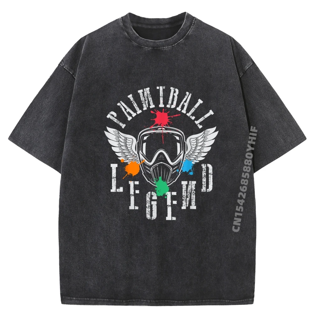 

Paintball Legend Player Baller Balling Mask Shirts Graphic Tee Mans Leisure Washed T Shirt Mens Clothing
