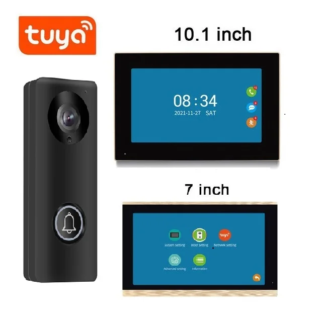 Tuya APP Remote Control WIFI Video Door Phone IP Doorbell Two Way Intercom Visual Doorbell AHD Camera Chime