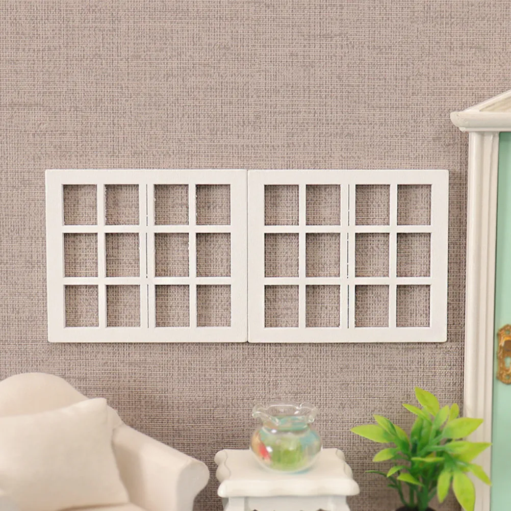 8Pcs Wooden Miniature Window Frames Lifelike Detail for Dollhouse Decoration DIY Creativity Educational Fun Miniature Pane