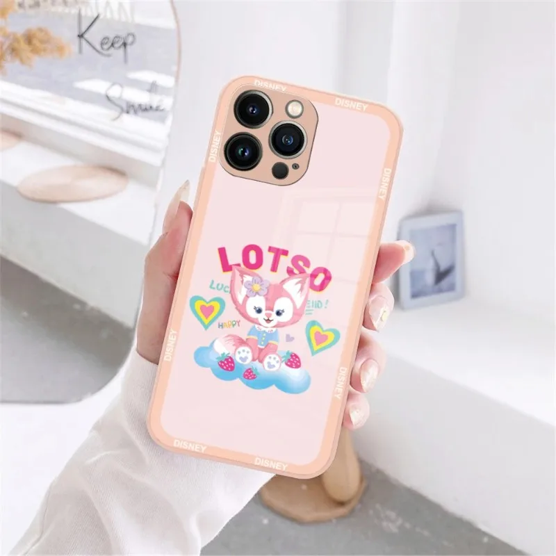 Disney StellaLou Phone Case Pink Green Glass For IPhone 15 13 14 12 11 Pro XS Max Plus Mini X XR 8 7 6s SE2020 Cover