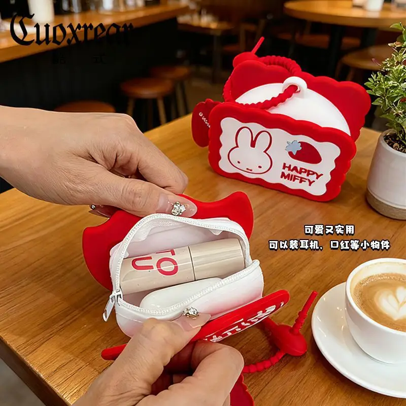 New Cartoon Miffy Rabbit Coin Purse Kawaii Boris Bluetooth Earphone Storage Bag Backpack Pendant Children's Holiday Gift