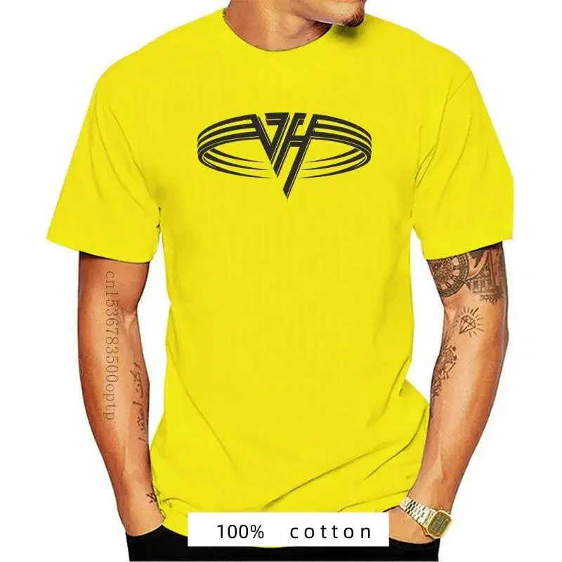 

New 2023 Men Print Vaann Haleenn Band Fashion White T Shirt Summer O Neck Short Sleeves T-shirt