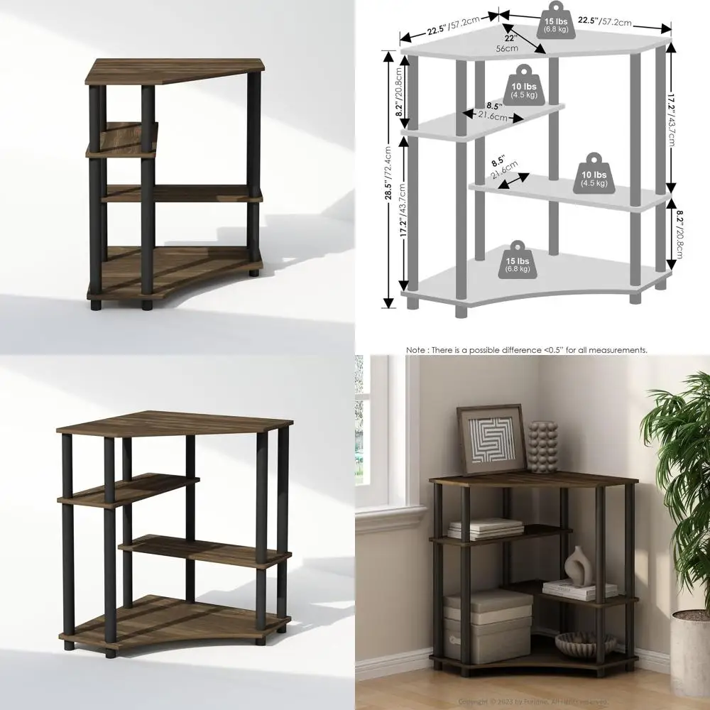 

4-Tier Rotating Storage Shelf, Display Rack for Books, Small Spaces, Living Room, Home Office, Columbia Walnut Finish