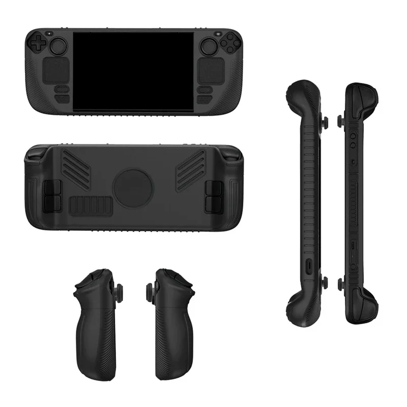For Steam Deck Soft Silicone Protective Cover Case with 4 Joystick Caps Durable Shockproof Shell Gaming Console Accessories