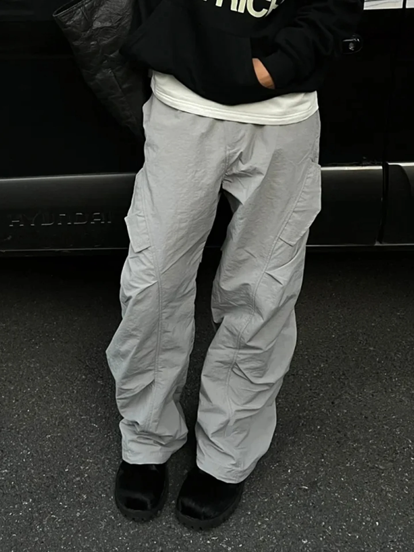 

Summer Thin Qui Dry Loose Fit Casual Pants Men's Retro American Sle CleanFit Folded Long Trousers for Paratrooper Workwear