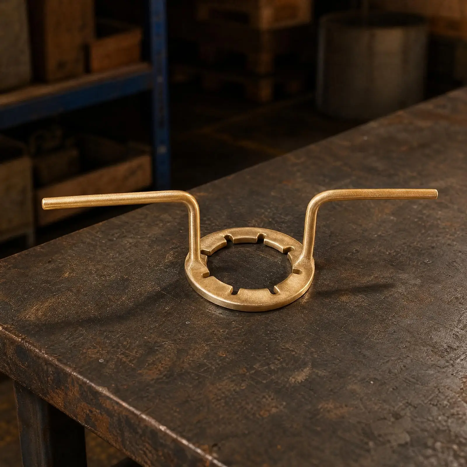 Copper Alloy Drum Lid Turner Wrench for 25L Bucket with Toothed Locking Band and Comfort Grip Handles for Industrial Use