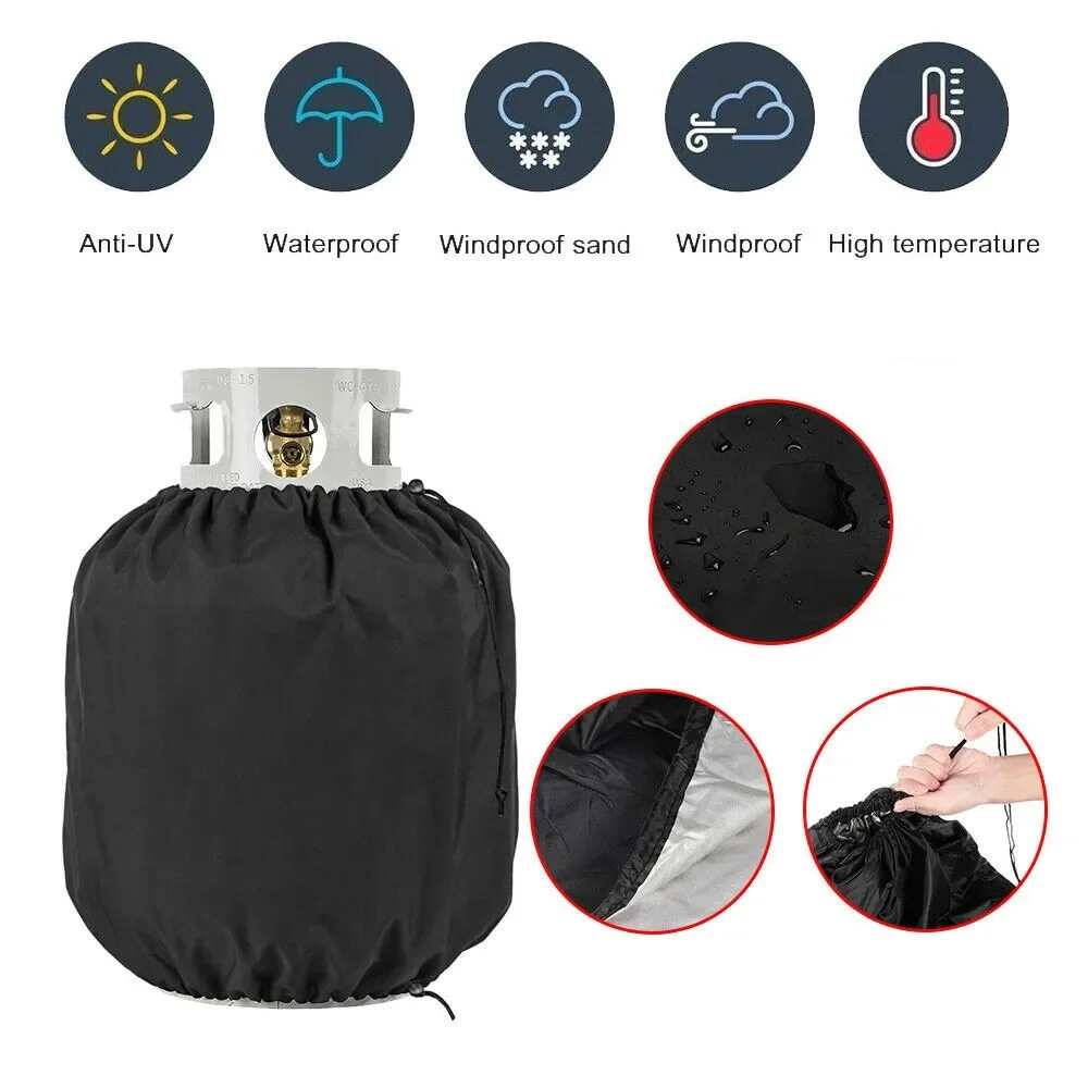 1pc Oxford Cloth Foldable Propane Tank Cover Windproof Waterproof Anti-UV Garden Outdoor Barbecue Accessories Kitchen Tools