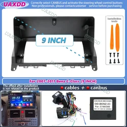 2 Din Car radio Android For 2007-2011 Benz C-Class W204 9INCH frame Center fascia cable video player multimedia decoder canbus