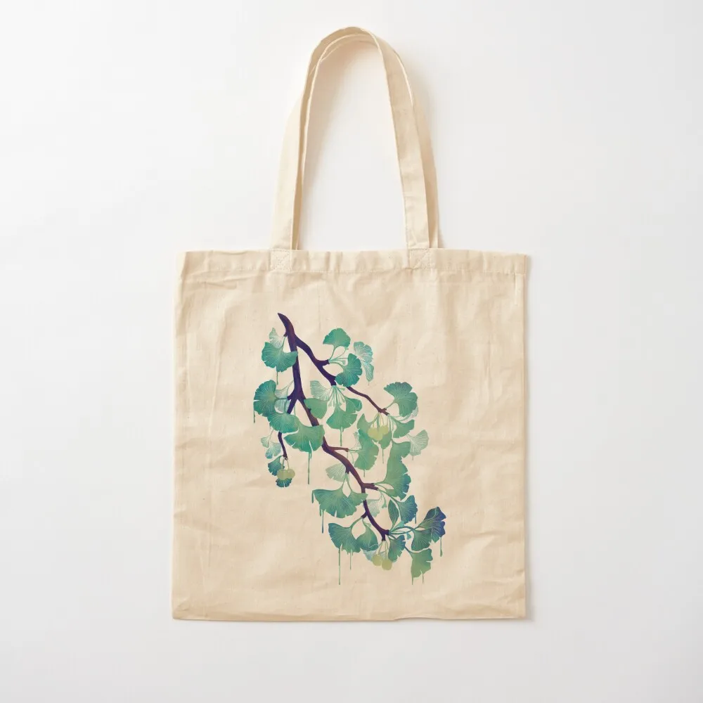 

O Ginkgo (on Black) Tote Bag tote bags aesthetic reusable shopping bags Canvas Tote Bag