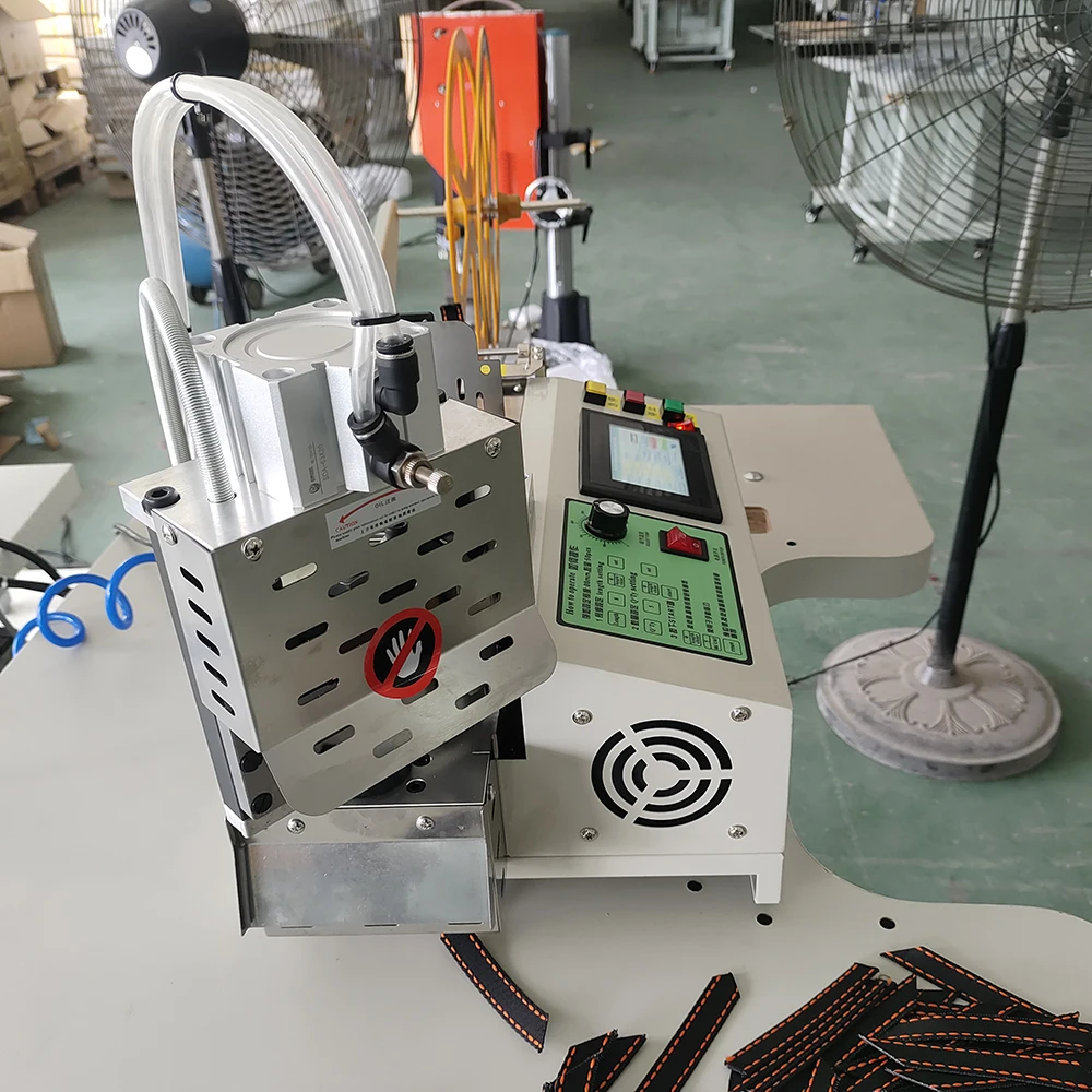 New Automatic Motor-Driven Bevel Angle Strap Webbing Belt Tape Cutting Machine For Manufacturing Plant