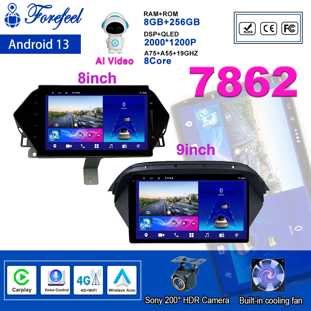 Android 13 For Honda Acura MDX 2007 - 2013 Auto Radio Video Multimedia Navigation GPS Monitor High-performance CPU QLED Screen