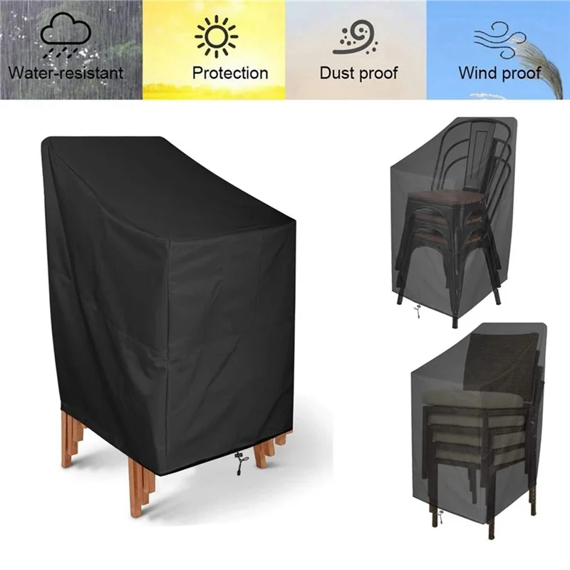 

AEF6-Outdoor Garden Yard Chair Cover Stacking Outdoor Chair Cover Waterproof Rain Snow Dust Wind-Proof Anti-UV Chair Covers