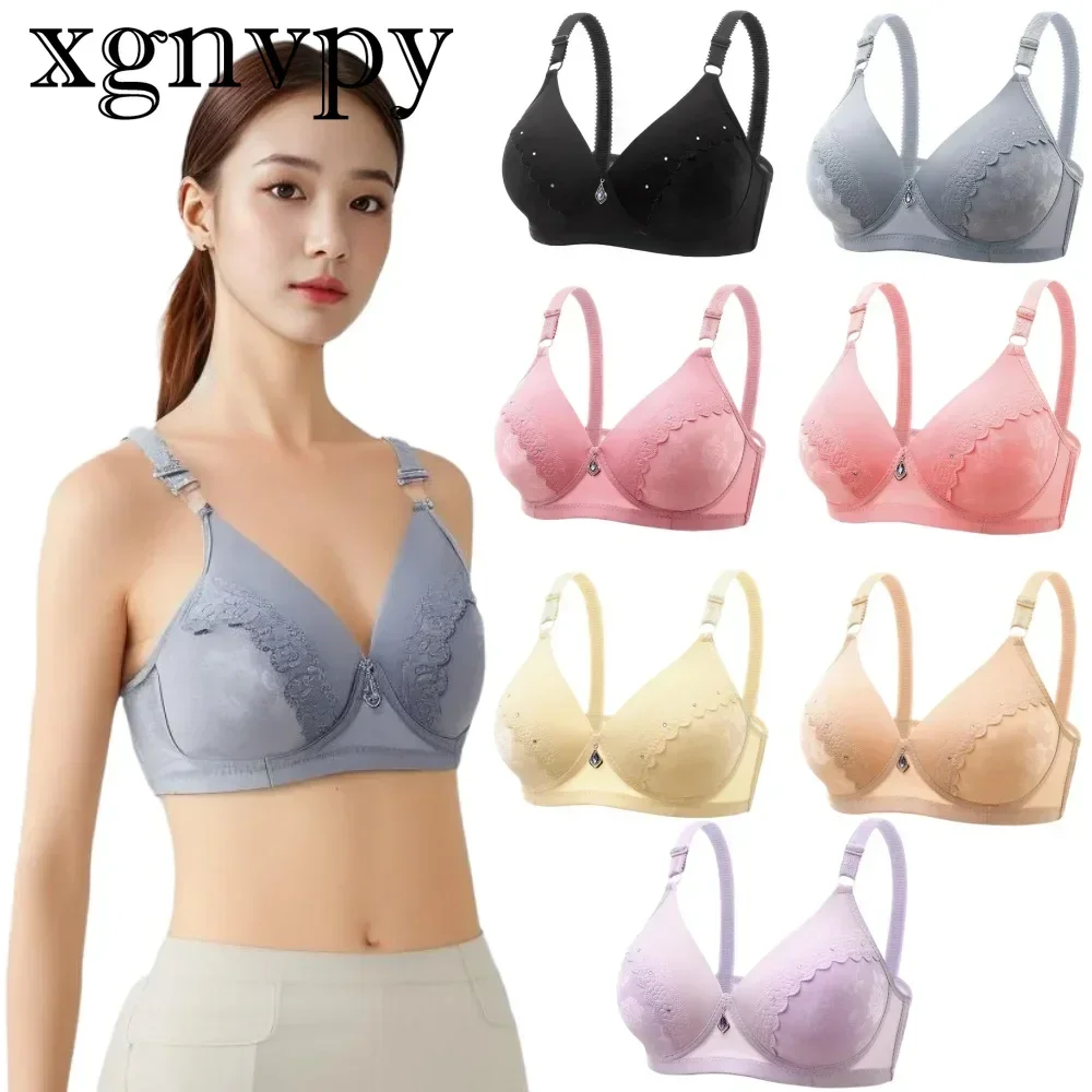 

xgnvpy New On The New Foreign Trade Lace Jacquard Bra Thin Mother Underwear Comfortable Bra Without Underwire