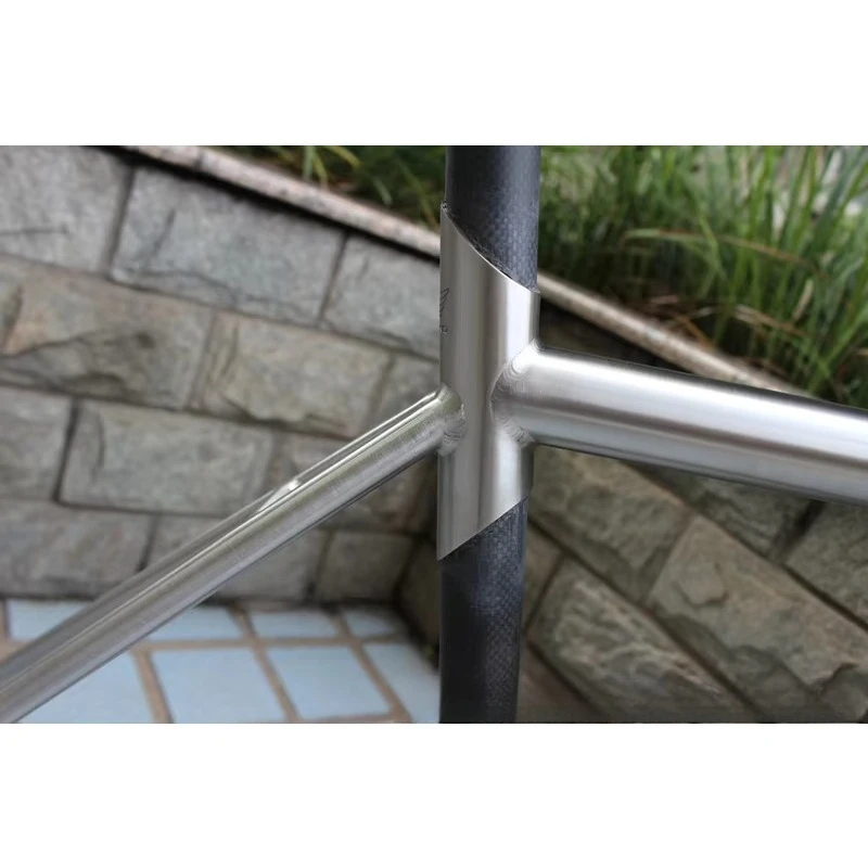 Titanium Carbon Mixed Road Bike Frame, Ti Alloy and Carbon Fiber Bicycle Frame, Lightweight Racing Bike Frame