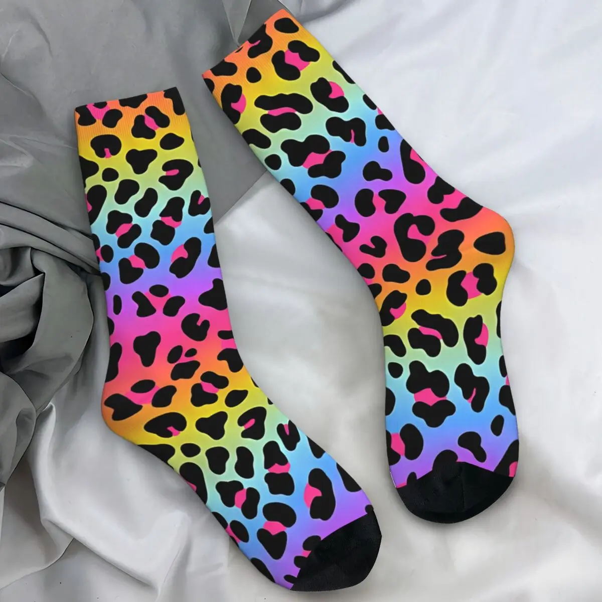 Яркие радужные носки с градиентом и леопардовым принтом, чулки с животными, мужские качественные спортивные носки унисекс для бега, осенние противоскользящие носки