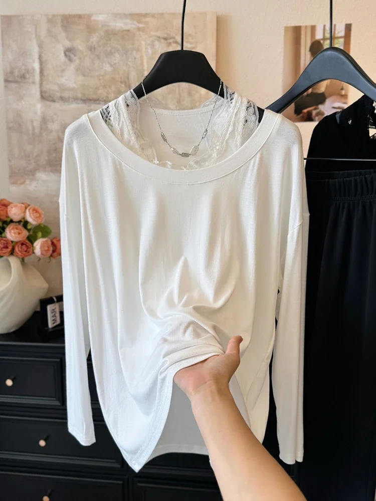 

Thin Perspective Long Sleeved T-shirt For Women's Summer New Loose Casual T-shirt Korean O-neck Sun Protection Cover Up Tops